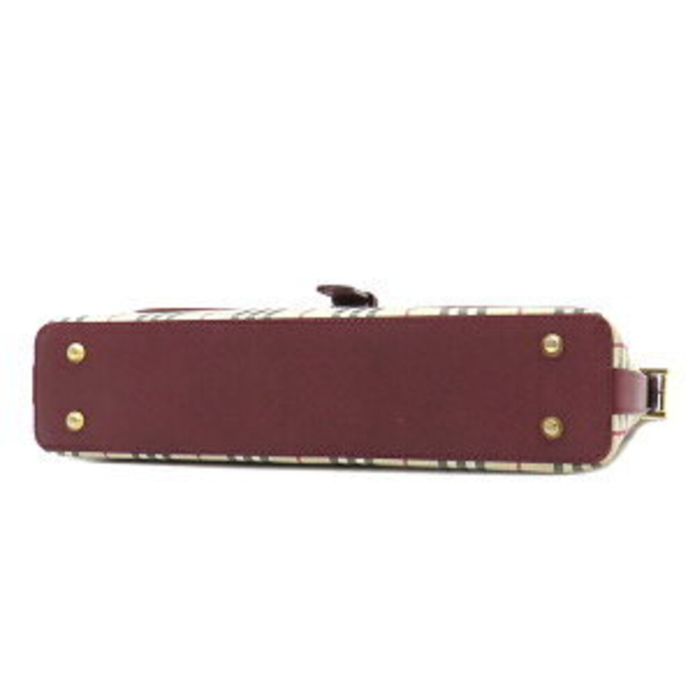 Burberry leather Shoulder Beige Hobo Tan brown canvas Check red One wine pattern - Picture 3 of 9